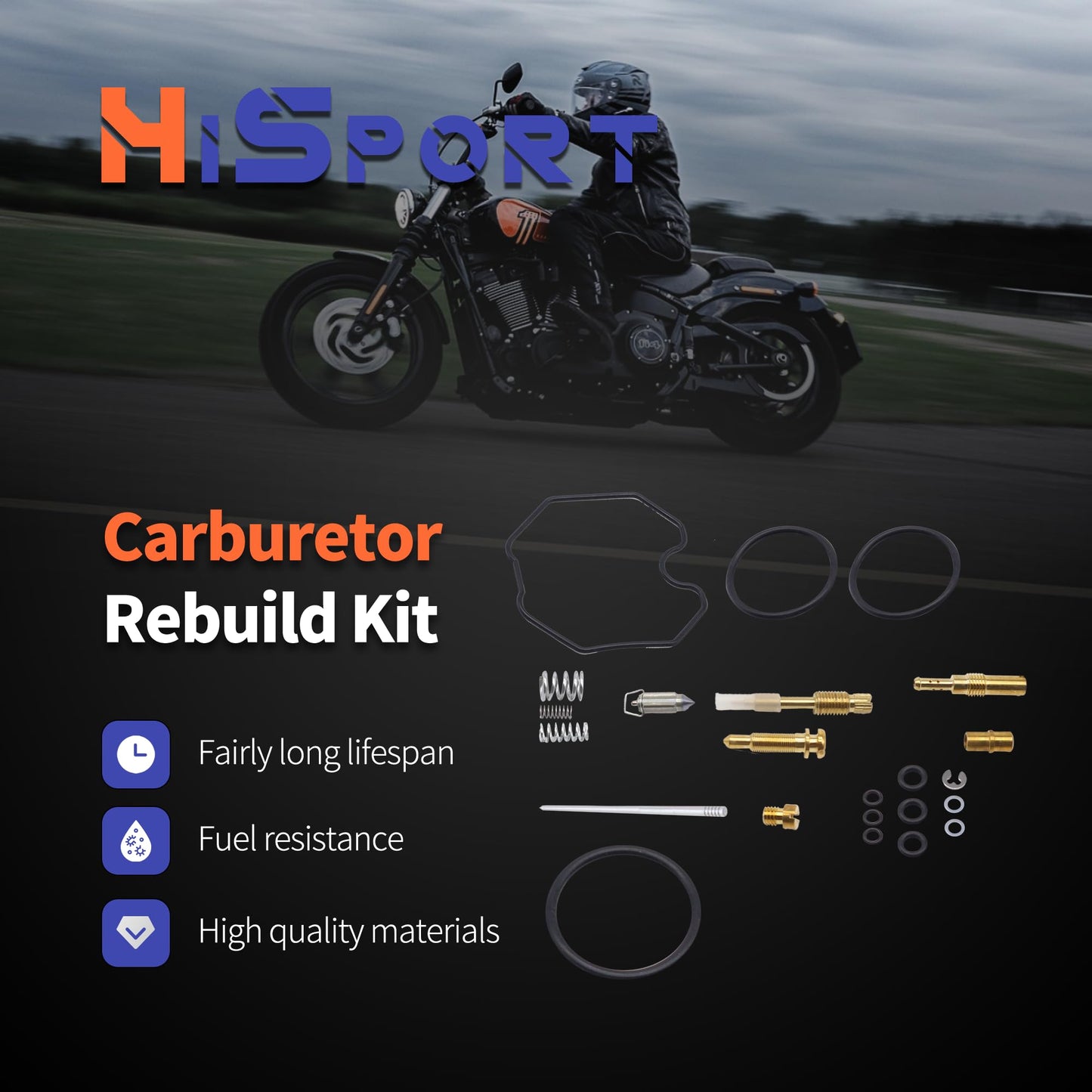 HiSport Carburetor Rebuild Kit - Compatible with Honda Recon TRX250 TRX250ES TRX250EX TRX250TE TRX250TM 1997-2005