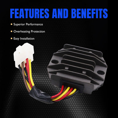 HiSport M97348 Voltage Regulator Rectifier Compatible with John Deere M70121, M97348;Kawasaki 21066-2056, 21066-2070,FB460, FC400, FC420 and FC540;Shindengen SH578-12, SH626-12 Replaces 21066-2056