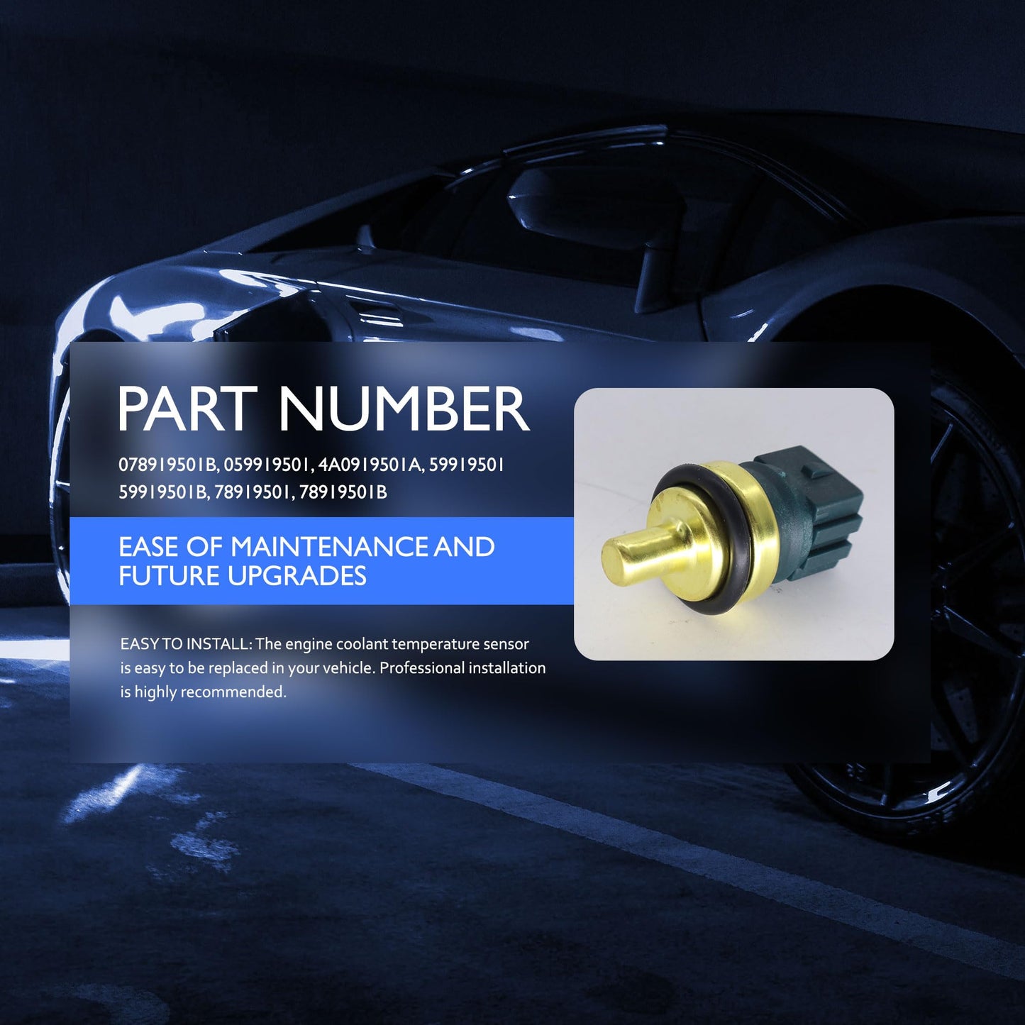 HiSport Engine Coolant Temperature Sensor - Compatible with Audi Volkswagen Replaces 078919501B 059919501 4A0919501A