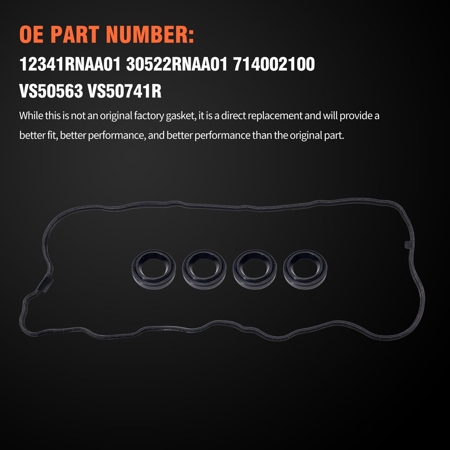 HiSport Engine Valve Cover Gasket Kit - Compatible with Honda Civic 1.8L L4 1799cc 2006-2015 - Replace VS50741R