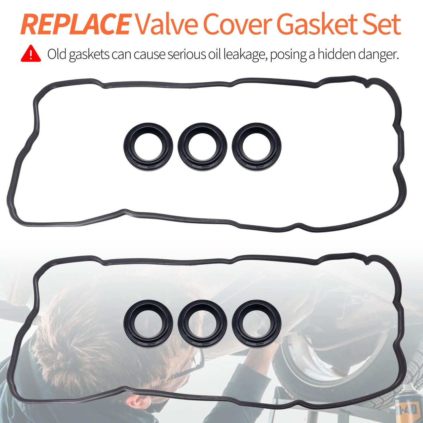 HiSport Valve Cover Gasket Set - Compatible with Lexus ES300 ES330 RX300 RX330 RX400h Compatible with Toyota: Avalon Camry Highlander Sienna Solara 3.0L 3.3L 1999-2008 - Replace VS50588R