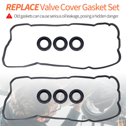 HiSport Valve Cover Gasket Set - Compatible with Lexus ES300 ES330 RX300 RX330 RX400h Compatible with Toyota: Avalon Camry Highlander Sienna Solara 3.0L 3.3L 1999-2008 - Replace VS50588R