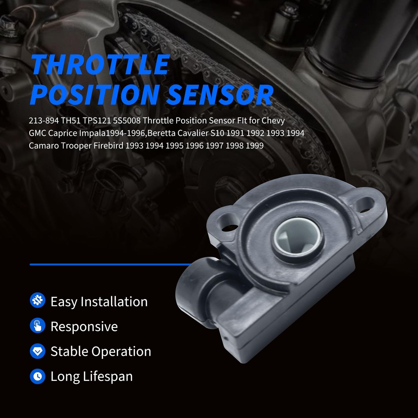 HiSport 213-894 Throttle Position Sensor Compatible with Chevy GMC Caprice Impala1994-1996,Beretta Cavalier S10 1991-1994,Camaro Trooper Firebird 1993-1999 Replacement for TH51 TPS121 5S500