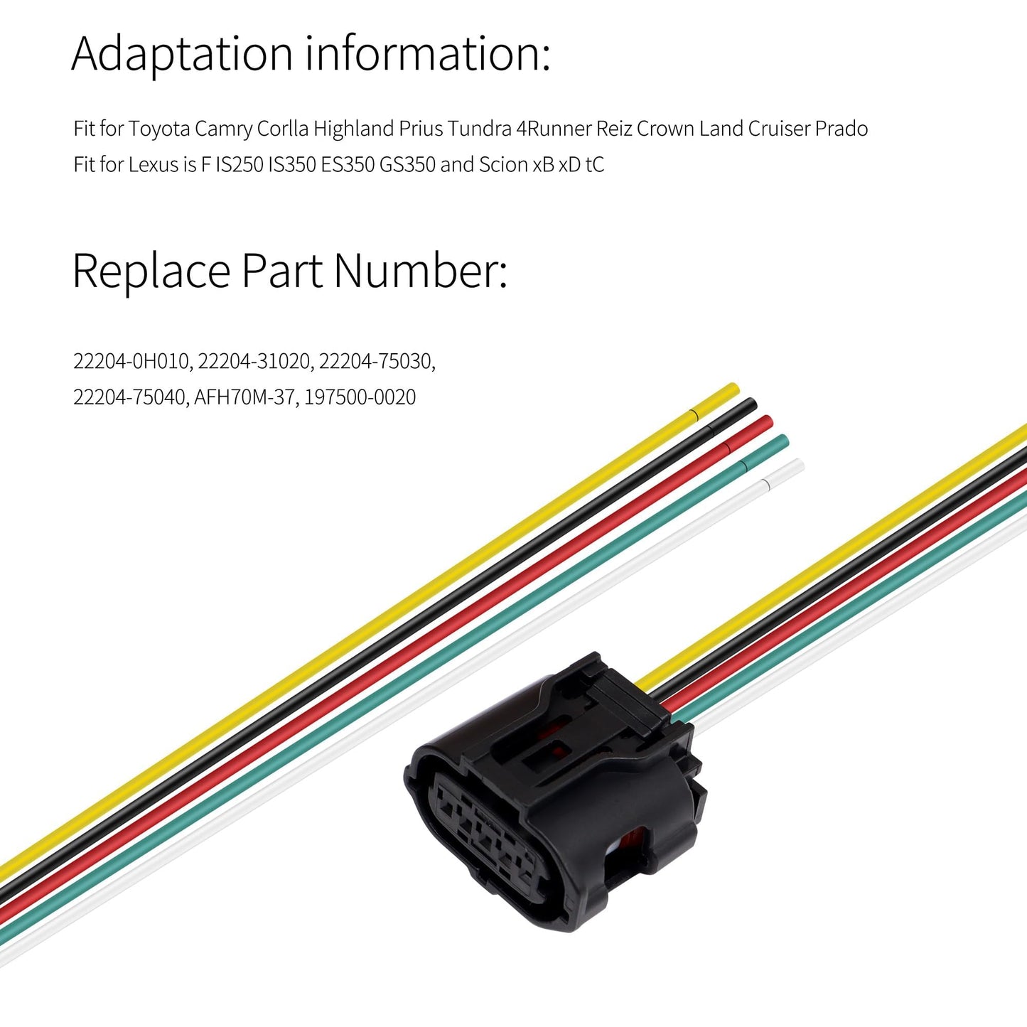 HiSport 22204-0H010 Mass Air Flow (MAF) Sensor Connector Compatible with Lexus ES350 GS350 is F IS250 IS350 RX350, Pontiac Vibe, Scion TC XB XD, Subaru Impreza R, Toyota Avalon Camry Corolla RAV4