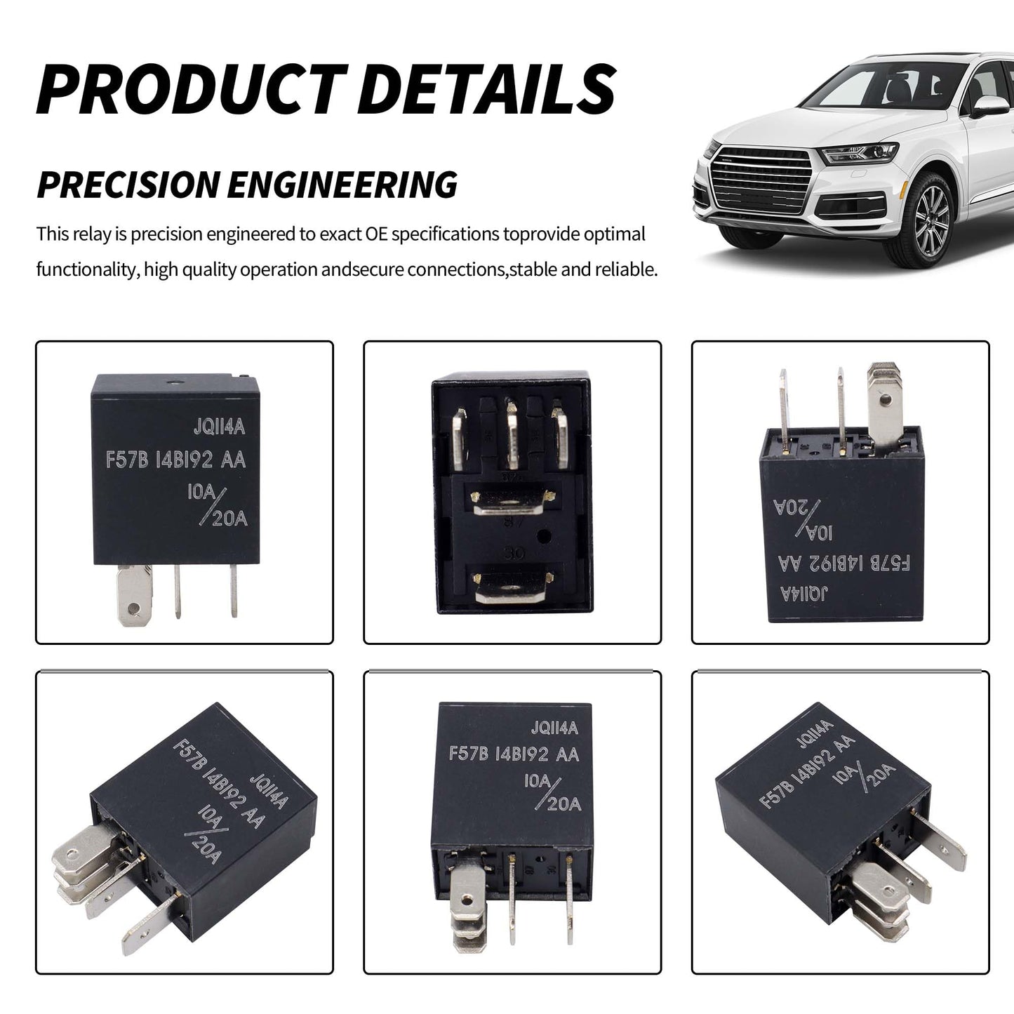 HiSport Relay F57B14B192AA RY612 19290 10A/20A 12VDC 5Pins Automotive A/C Clutch Relay Compatible with Ford, Toyota, Cadillac, 2PCS