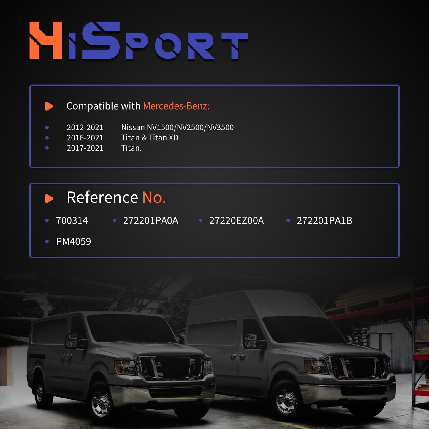 HiSport HVAC Heater Blower Motor Assembly with Fan, Compatible with Nissan NV1500 NV2500 NV3500 2012-2021 Titan XD 2016-2021, Replaces Part# 700314