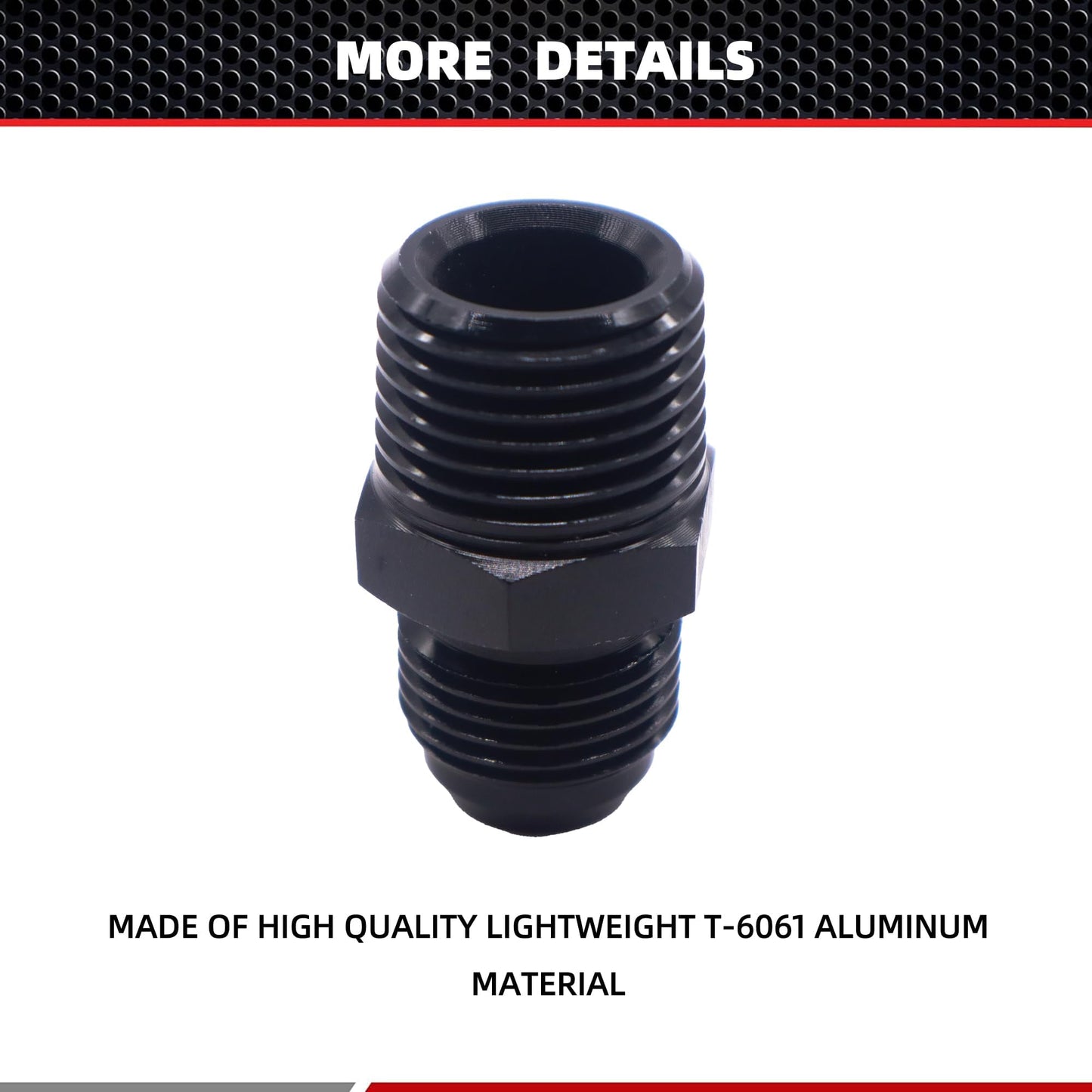 HiSport 8AN to 3/8 NPT Male Hose Fitting Adapter, Universal Aluminum Flare Male 8AN to 3/8'' NPT Union Fuel Oil Line Pipe Connector Black Anodized