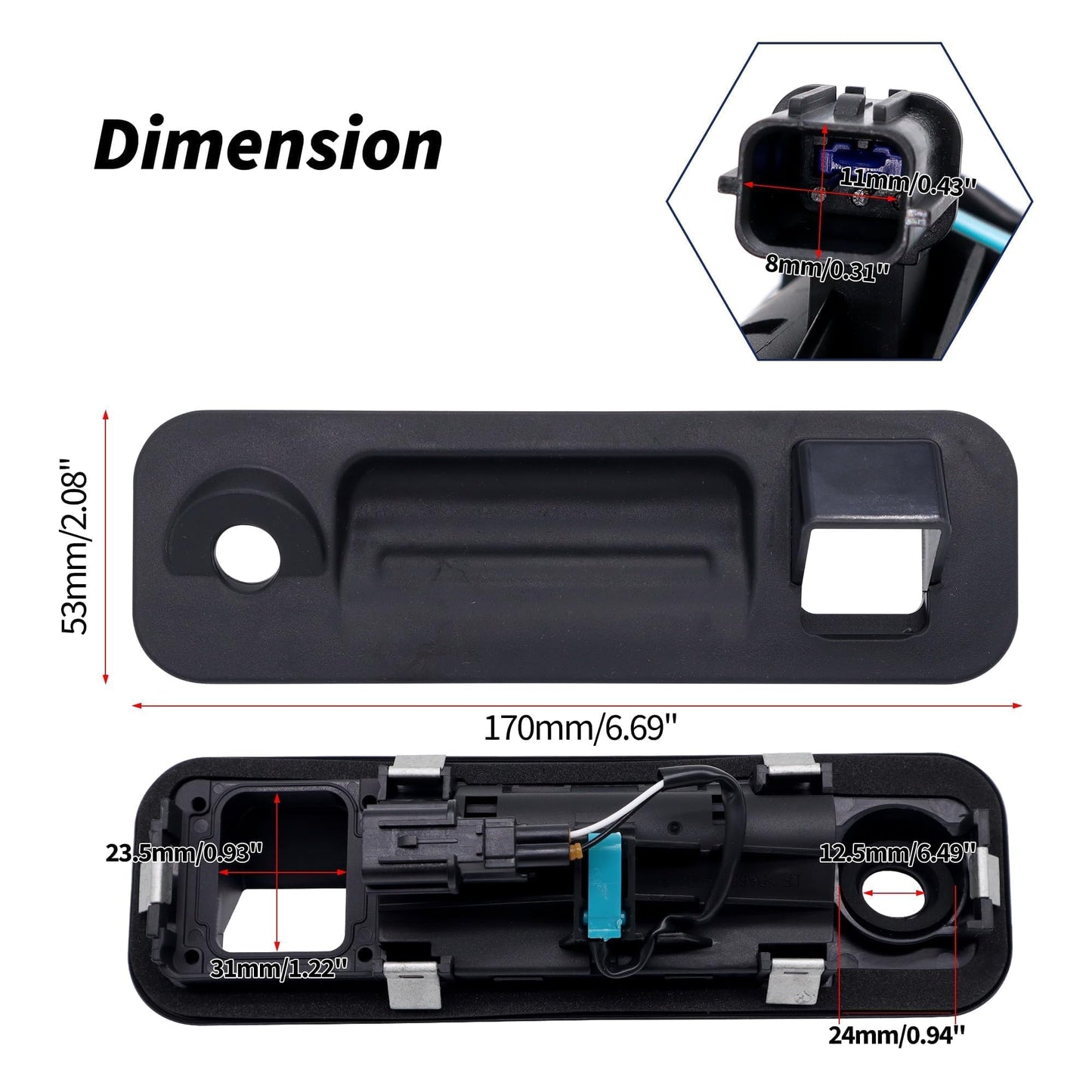 HiSport 81260-C1010 Rear Outside Trunk Lid Lock Handle Compatible with Hyundai Sonata 2015 2016 2017 with Rear Camera Hole Replacement for 81260C1010 Rear Tail Gate Trunk Hatch Release Handle Button