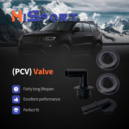 HiSport PCV CCV Vent Valve Elbow with Grommet - Compatible with Jeep Grand Cherokee 4.0L 2000 2001 2002 2003 2004 - Replace 53013360AA