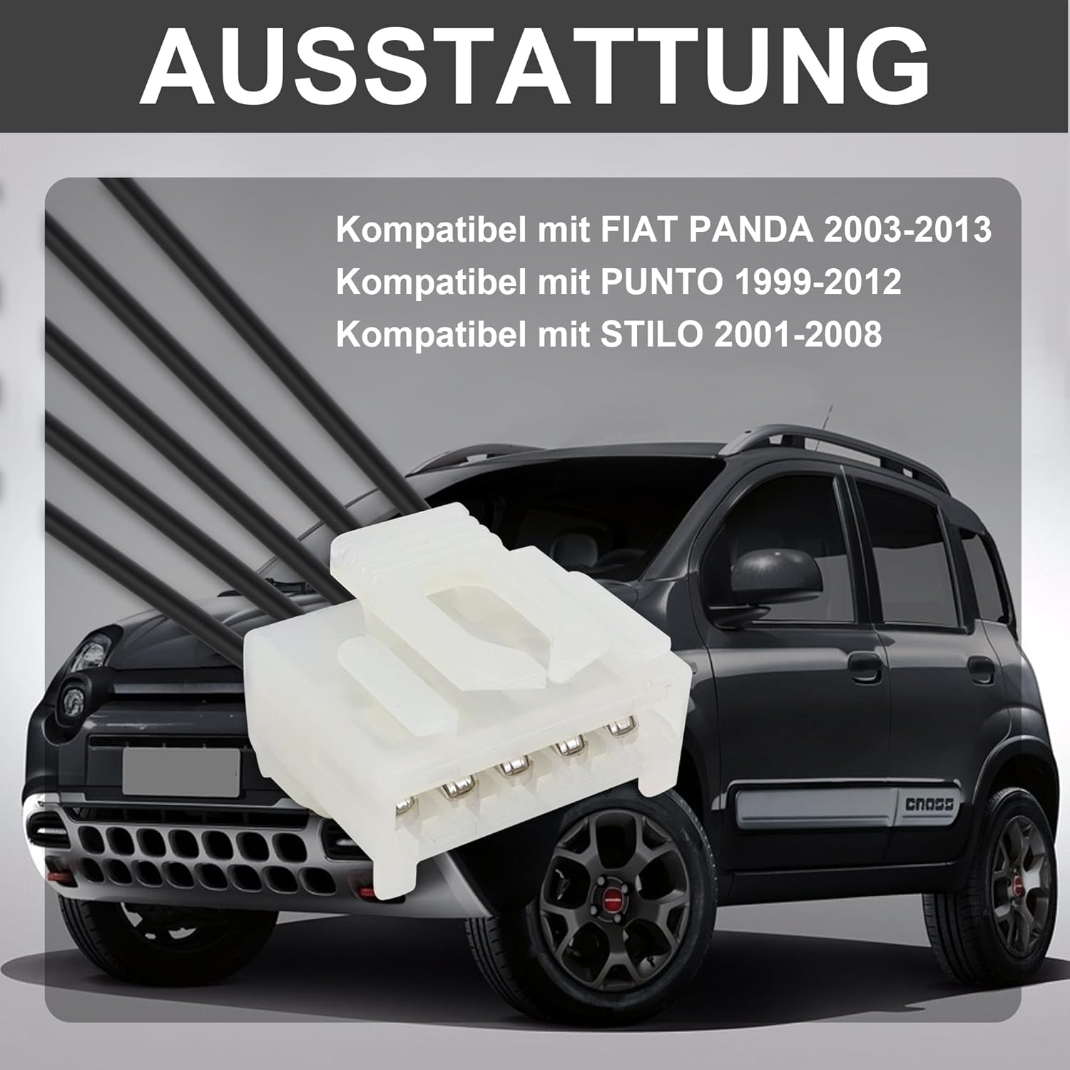 HISports Rücklichtkabelbaumstecker 51277277-Kompatibel mit Fiat Panda Generation Mk3 169,5 Pin Rücklichtkabel-Reparatursatz Ersatz