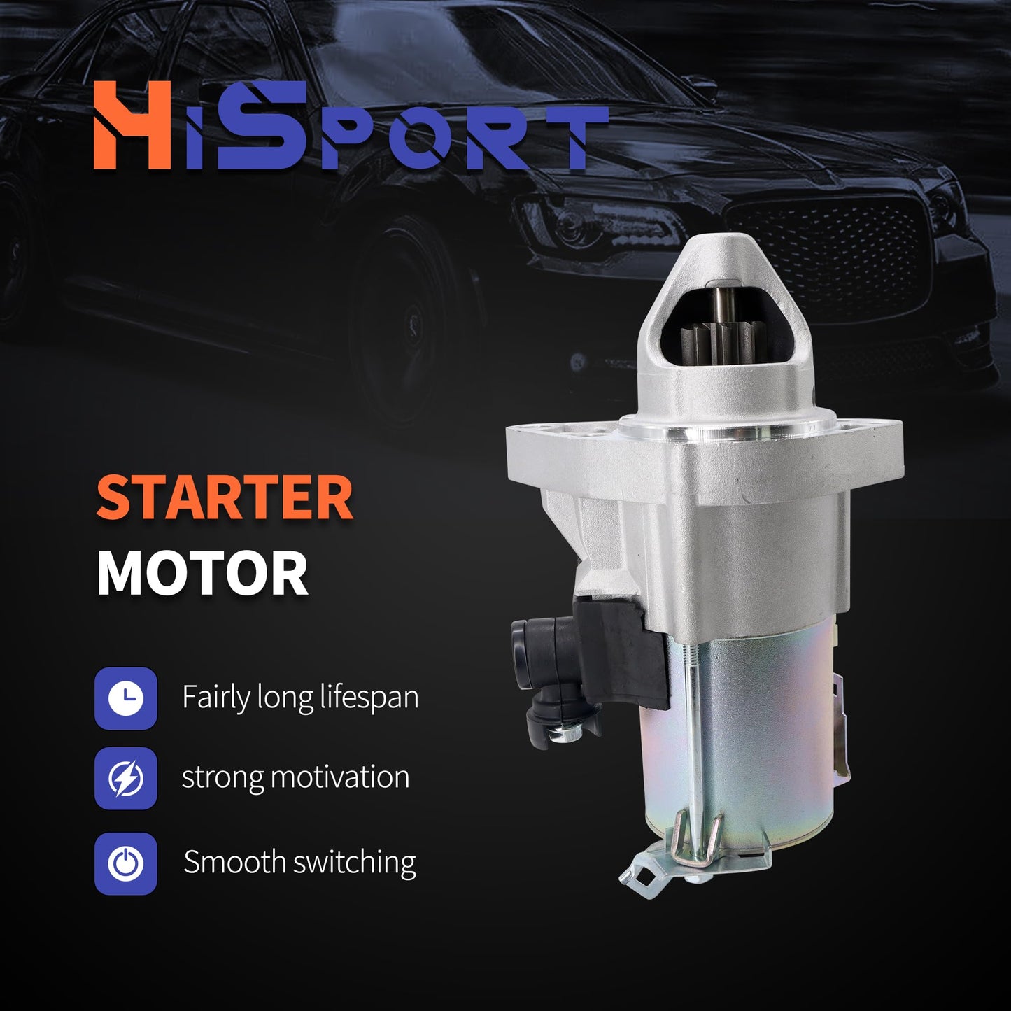 HiSport Starter Motor 19264N Compatible with Acura ILX 2.0L 2013-2015, Replacement for Honda Civic 1.8L 2012-2015, HR-V 1.8L 2016-2022, 31200R1AA12, 31200R1AA01, 31200R0A004
