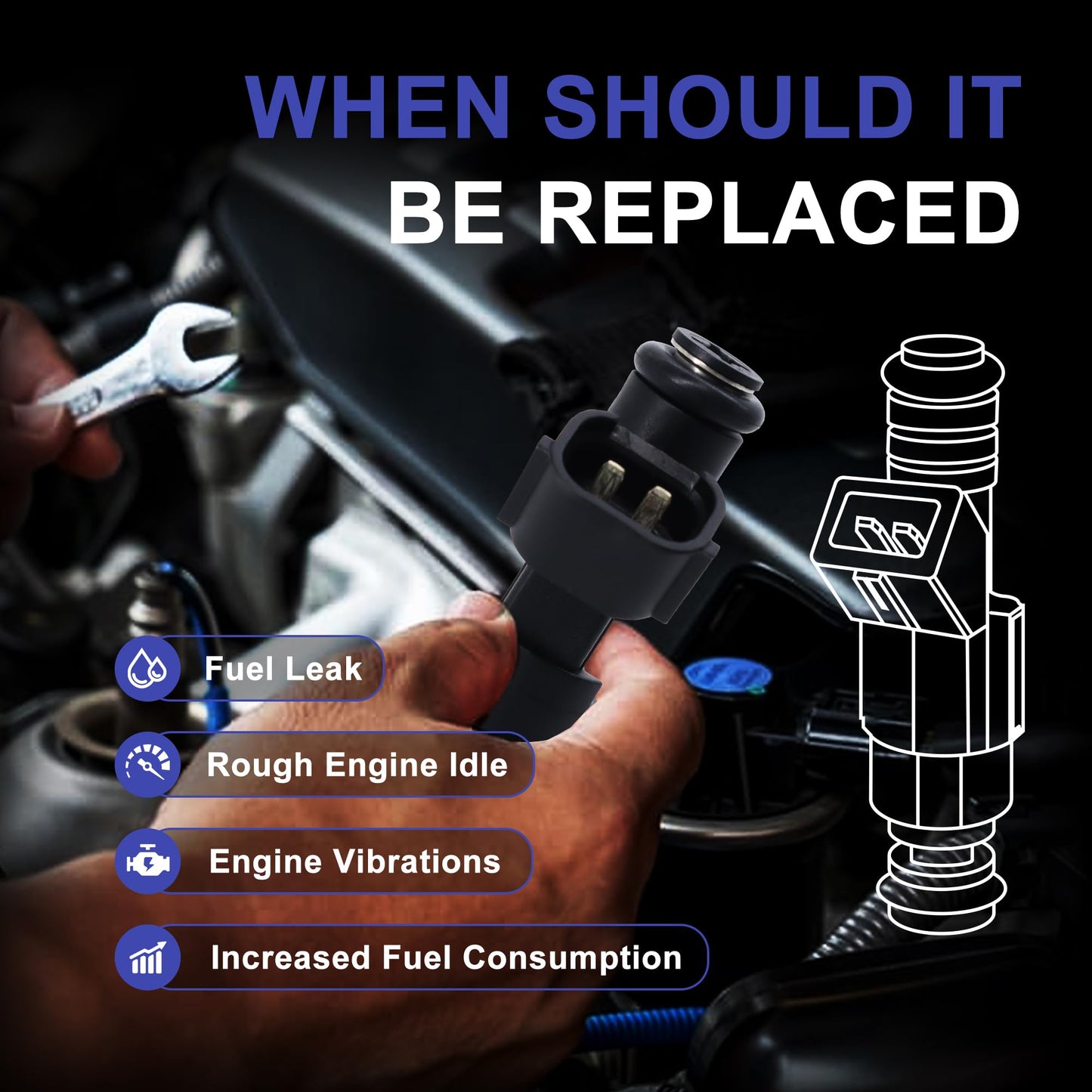 HiSport Fuel Injectors FBY2850 Replacement For Nissan Versa Cube Sentra NV200 2007-2014 Replace 16600-EN200 4PCS