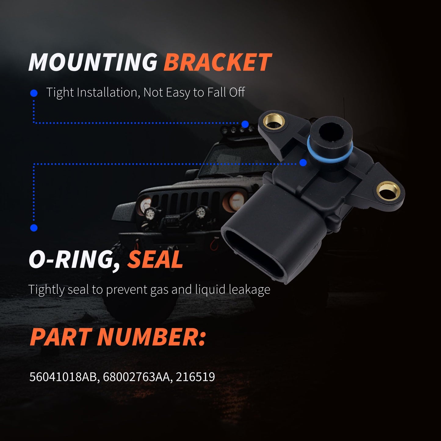 HiSport 56041018AB MAP Manifold Absolute Pressure Sensor - Compatible with Chrysler Grand Voyager Dodge Caravan Dakota Jeep Grand Cherokee Liberty Replaces 68002763AA 216519