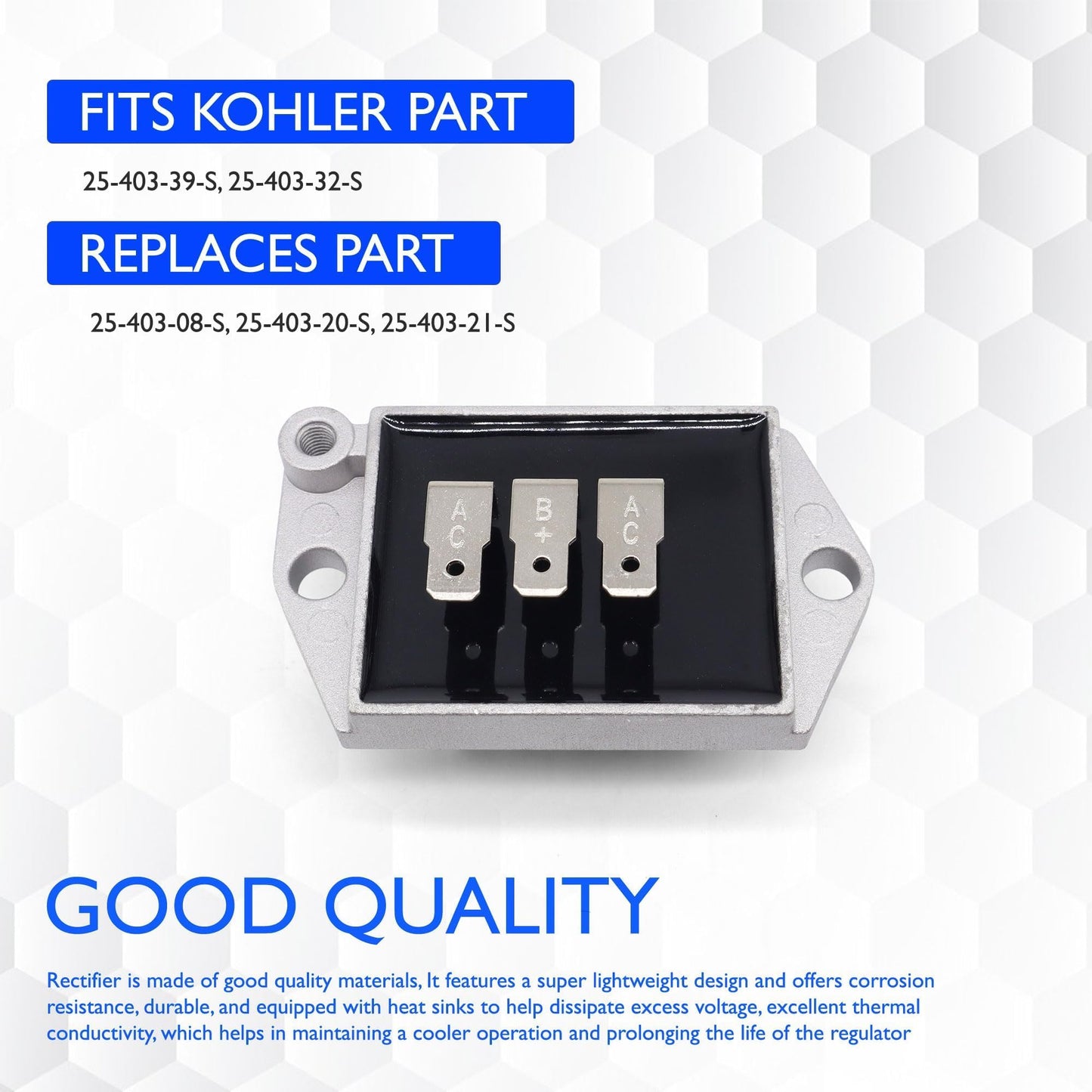 HiSport 25-403-39-S Voltage Regulator Rectifier - Compatible with Kohler CH730-0165 CH730-0170 ECV740 ECH749 64569 62570 Replaces 25-403-32-S 25-403-05-S