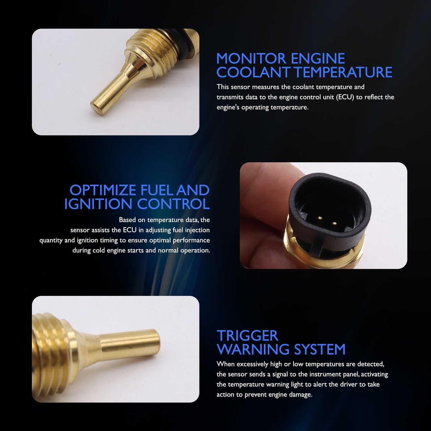 HiSport 4954905 Engine Coolant Temperature Sensor - Compatible with Dodge Ram 2500 Pickup 2004-2010 Ram 2500 2011-2024 3500 2011-2024 Replaces 4088750 5011852AA 3865346 3096153