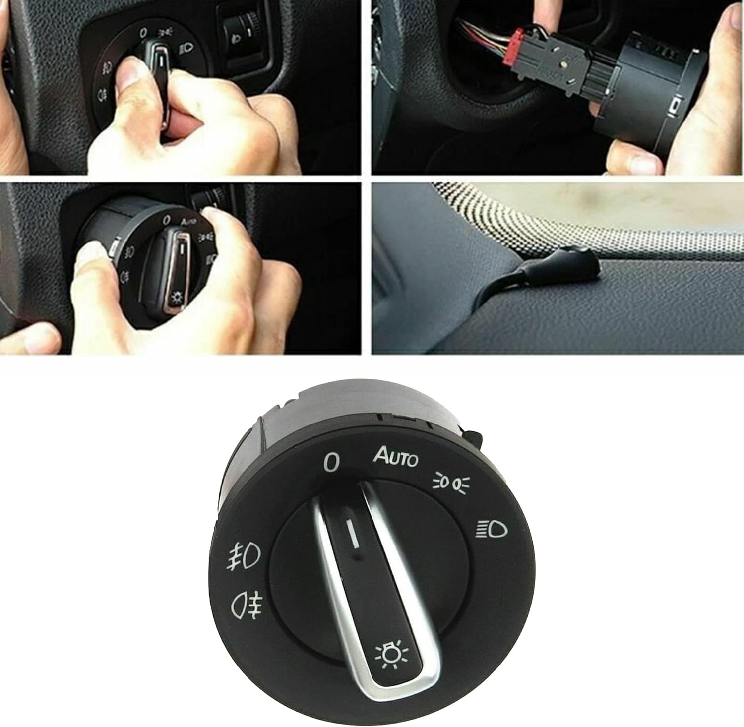 HISports Auto Headlight Switch Fog Lamp Switch Control 5ND941431B Headlight Control Switch Main Light Switch Light Compatible with VW MK5 MK6 Passat B6 3C Rabbit 5ND 941 431B