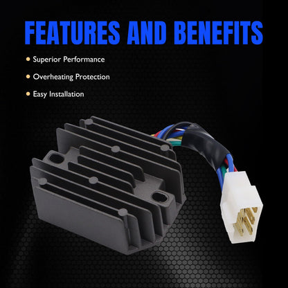 HiSport 15351-64600 Voltage Regulator Rectifier Compatible with Kubota: B1550D, B1550E, B1550HSTD, B1550HSTE;John Deere: 650, 750;Yanmar: 1510, 1601, 1610, 1702, 1720, 1802, 1810, 1820, YM2310, YM2402