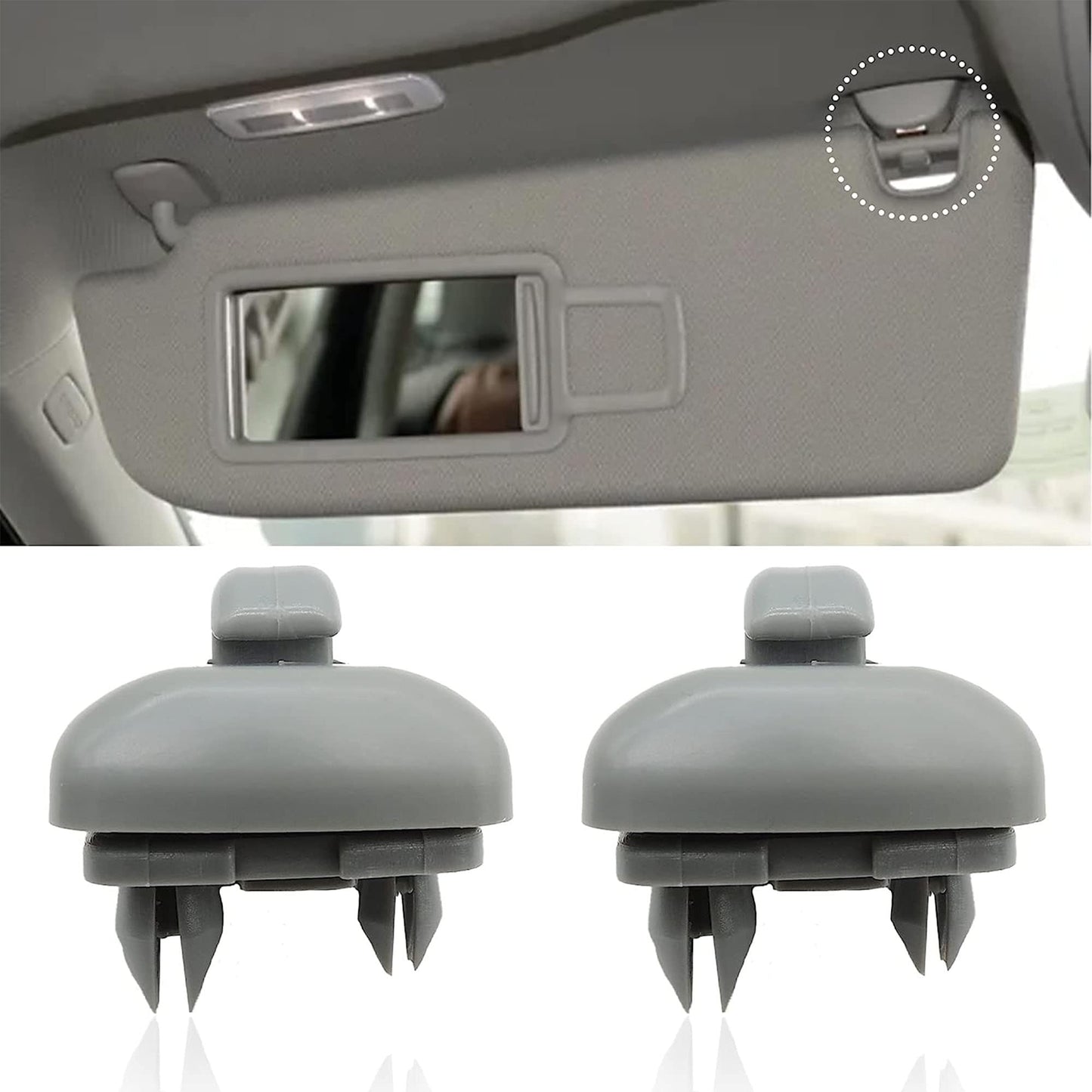 HiSport Inner Sun Visor Clips, Hook Retainer Bracket Mount Compatible with Audi A1 A3 A4 A5 Q3 Q5 S3 S4 S5 TT, 8U0857562A, 2PCS