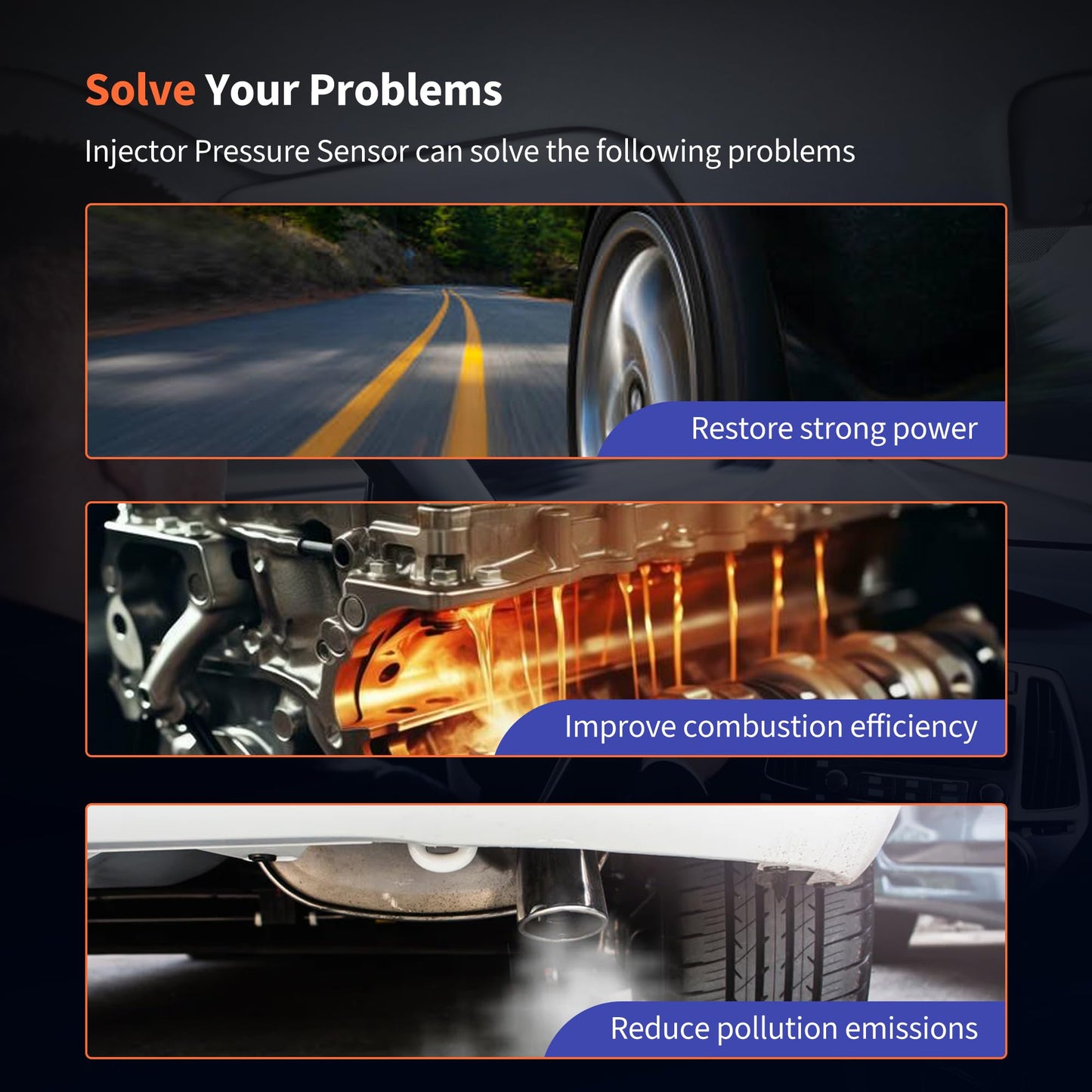 HiSport Fuel Injector Pressure Sensor ICP Sensor 1845536C91 3PP6-8 1845536 Compatible with Navistar MAXXFORCE DT466E DT570 2004-2007