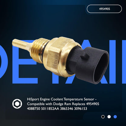 HiSport 4954905 Engine Coolant Temperature Sensor - Compatible with Dodge Ram 2500 Pickup 2004-2010 Ram 2500 2011-2024 3500 2011-2024 Replaces 4088750 5011852AA 3865346 3096153