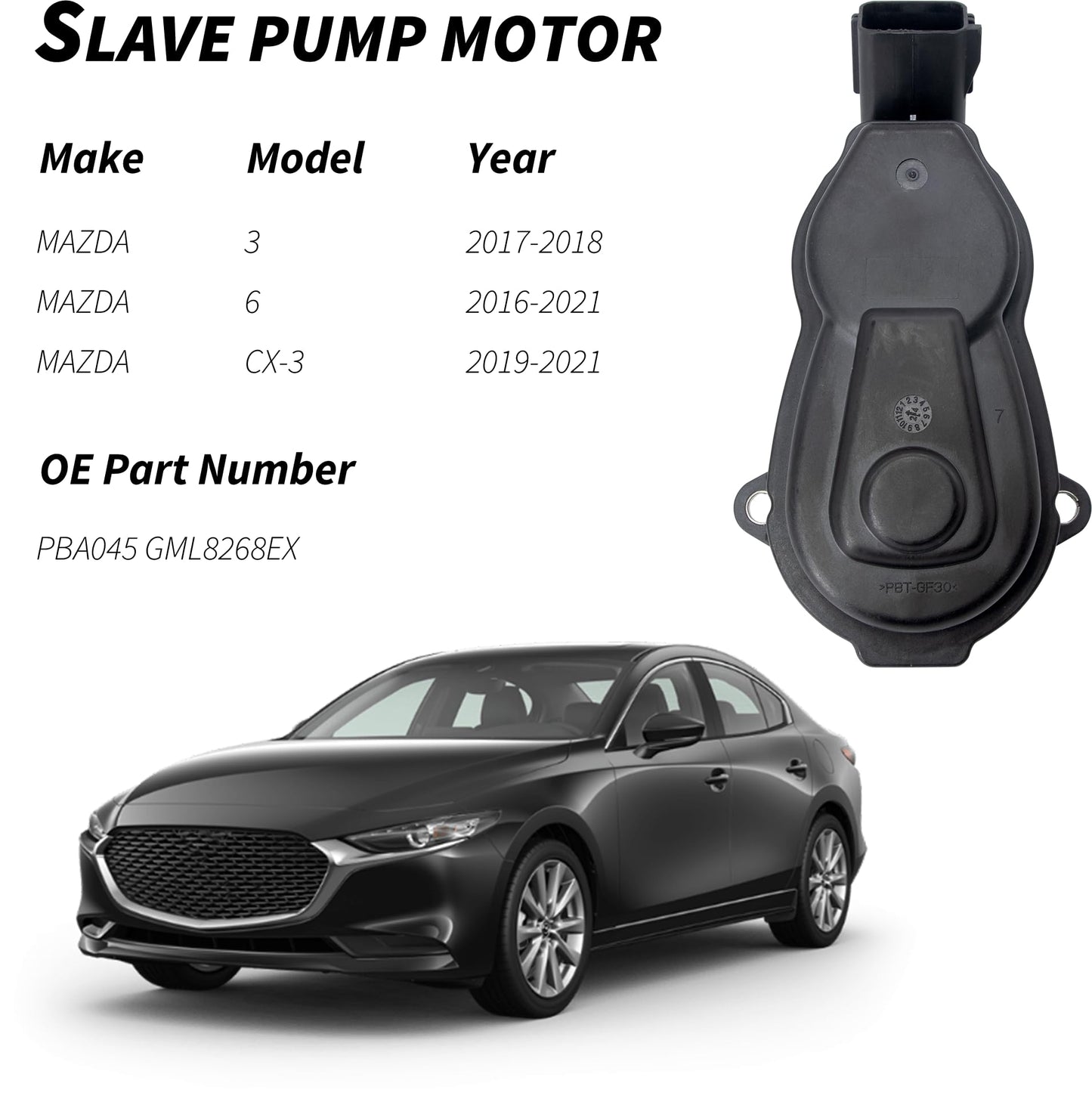 HiSport Parking Brake Actuator GML8268EX - Compatible with Mazda 3 2017-2018 2.0L 2.5L 6 2016 2017 2018 2019 2020 2.5L Cx-3 2019 2020 2021 2.0L - Replaces GV9S268EX GMY02671XG GMY02661X