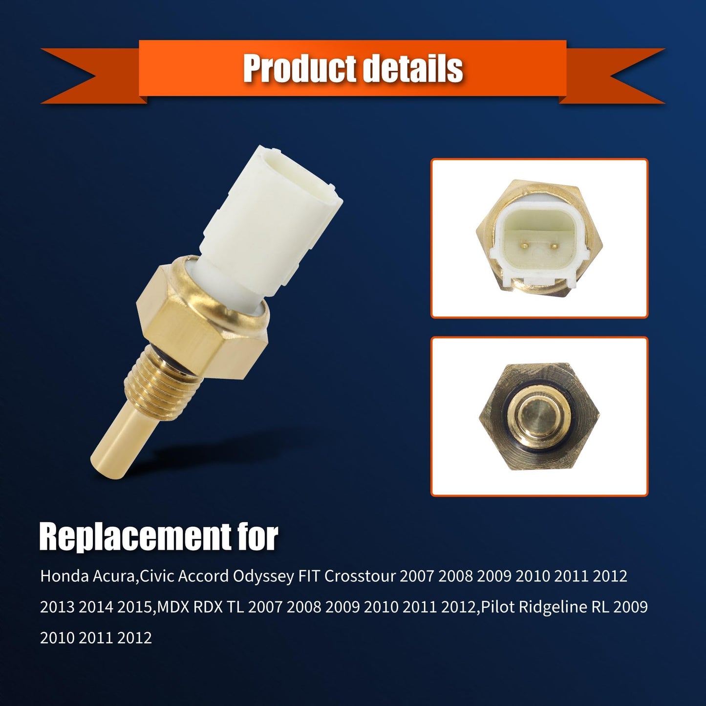 HiSport 37870-RTA-005 Engine Coolant Temperature Sensor Compatible with Honda Civic 2006-2020, CR-V 2007-2017, CROSSTOUR 2012-2015, Accord, Element, HR-V, Odyssey, Acura ILX, MDX, RDX, RLX, TLX