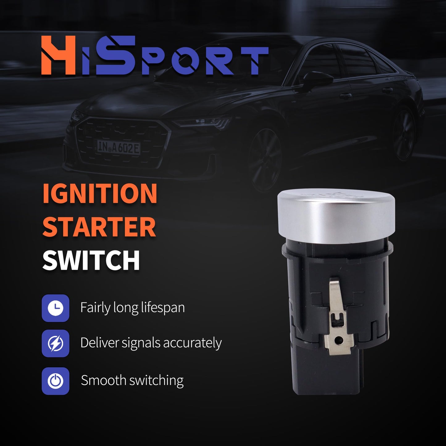 HiSport 4G1905217A Push Button Starter Switch - Compatible with Audi A6 2012-2018 A6 Quattro 2012-2018 A7 2016-2018 A7 Quattro 2012-2018 RS7 2014-2018 S6 2013-2018 S7 2013-2018