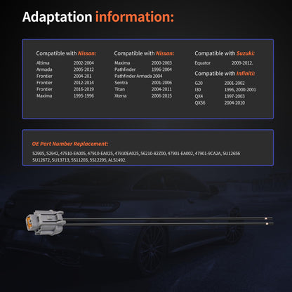HiSport ABS Speed Sensor Wiring Harness Connector 47910-EA025 47901-EA002 Compatible with Nissan Xterra 2006-2015, Titan 2004-2011, Armada 2005-2012, Replacement for Infiniti QX56 2004-2010