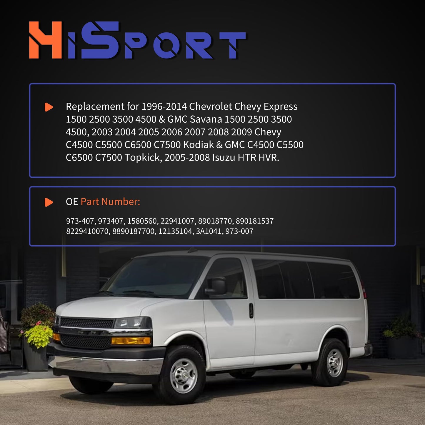 HiSport 973-407 Front HVAC Fan Blower Motor Resistor with Harness Compatible with Chevy GMC Express Savana 1500 C4500 C5500 C6500 C7500 Kodiak Topkick Replacement for 89018770 1580560 22941007