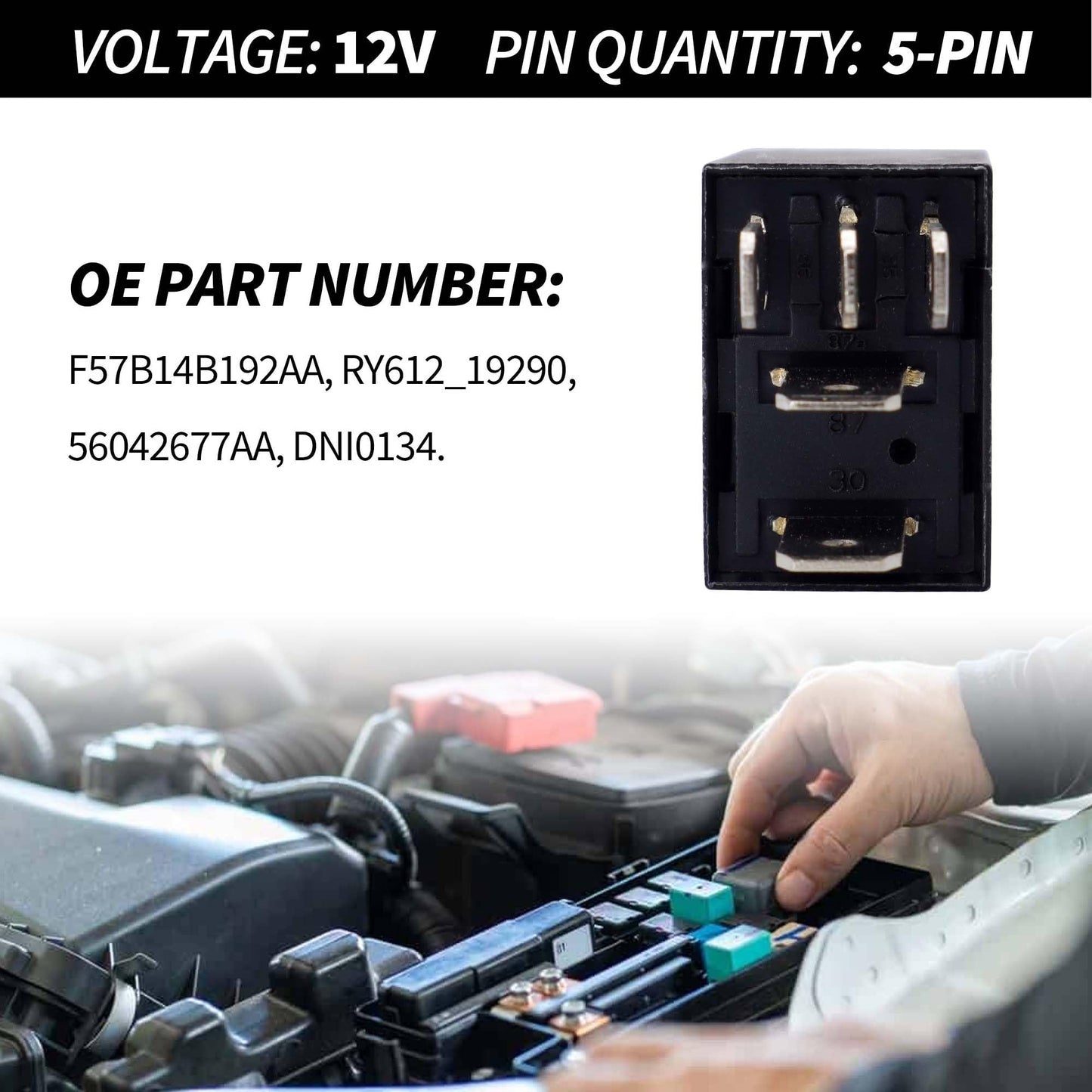 HiSport Relay F57B14B192AA RY612 19290 10A/20A 12VDC 5Pins Automotive A/C Clutch Relay Compatible with Ford, Toyota, Cadillac, 2PCS