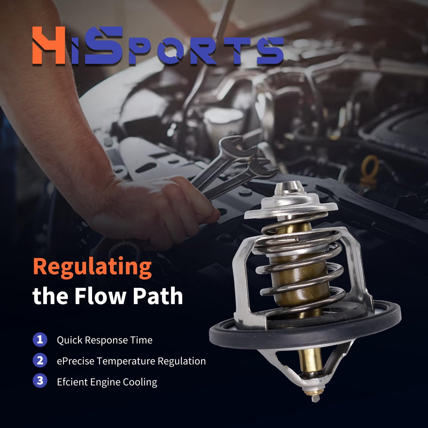 HiSport Thermostat - Compatible with Hyundai Accent Elantra Santa Fe Sport Sonata Tiburon Tucson | Kia Forte Koup Optima Rio Rio5 Rondo Sorento Soul Spectra Spectra5 - Replace 25500-23010