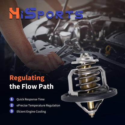 HiSport Thermostat - Compatible with Hyundai Accent Elantra Santa Fe Sport Sonata Tiburon Tucson | Kia Forte Koup Optima Rio Rio5 Rondo Sorento Soul Spectra Spectra5 - Replace 25500-23010