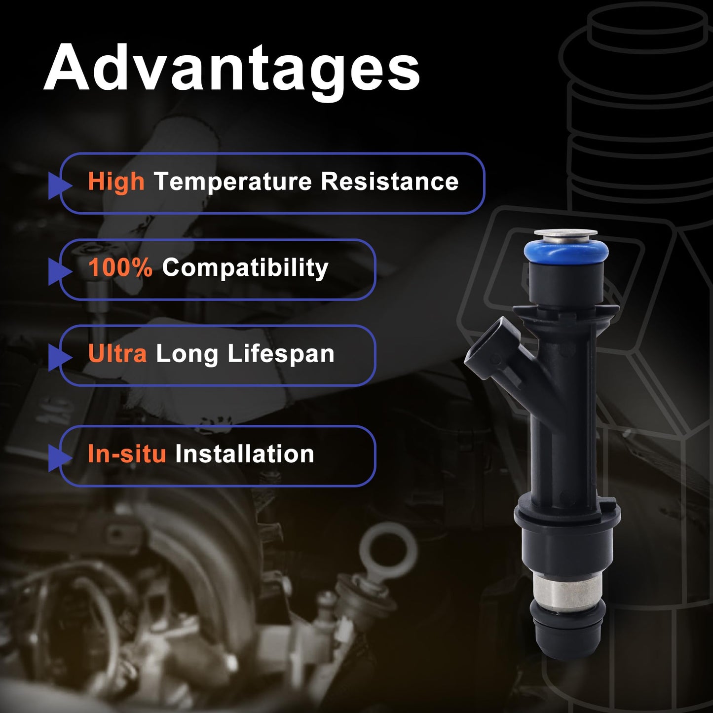HiSport 12571863 Fuel Injectors Compatible with Chevy Cavalier 2.2 L 2003-2005,Pontiac Sunfire 2.2L 2003-2005 Replace 12571863 4PCS