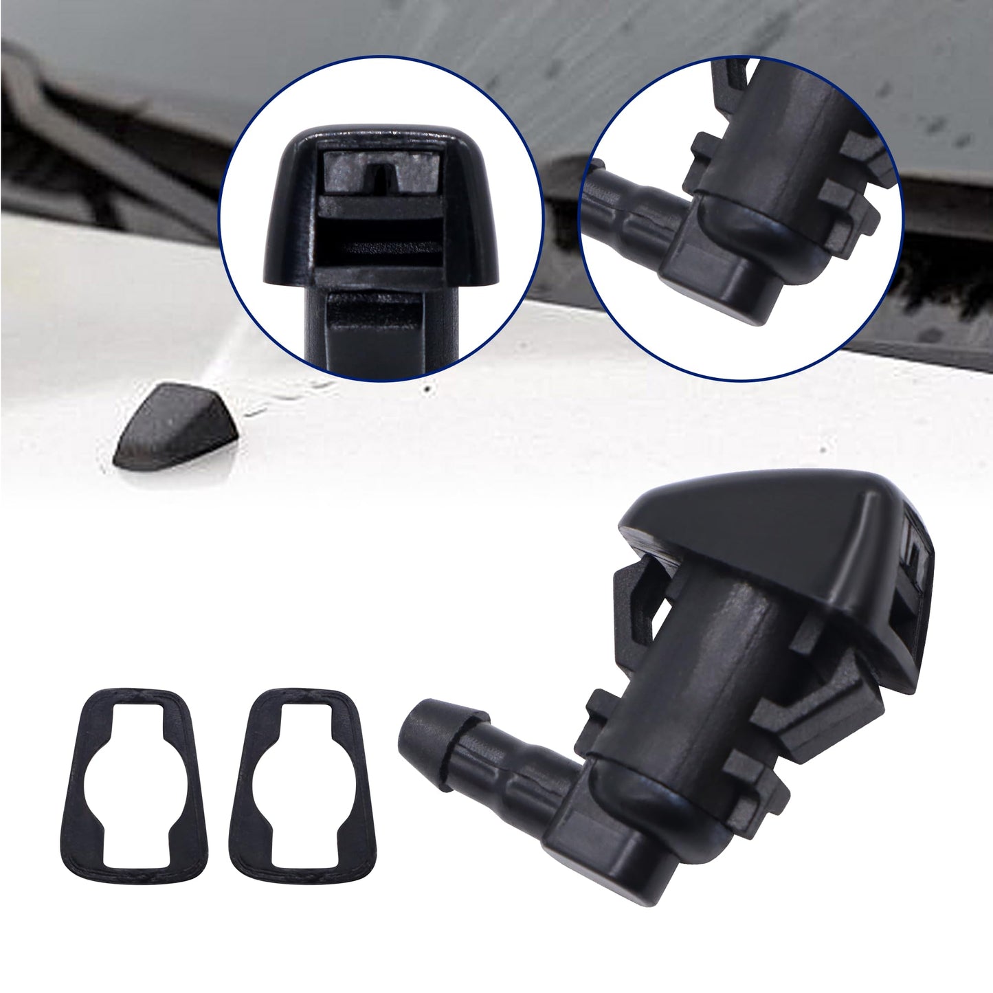 HiSport 55157319AA Windshield Sprinkler Wiper Nozzle - Compatible with Jeep Commander 2006-2010 Liberty 2008-2012 Compatible with Dodge Nitro 2007-2011 - (Two Side)