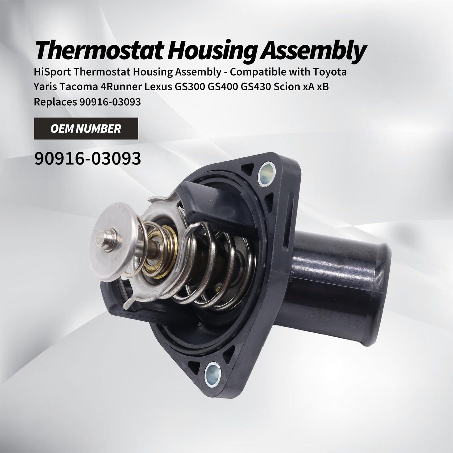 HiSport Thermostat Housing Assembly - Compatible with Lexus GS F GS460 GX460 IS F IS500 Toyota Land Cruiser Sequoia Tundra Replaces THT005 16031-38010