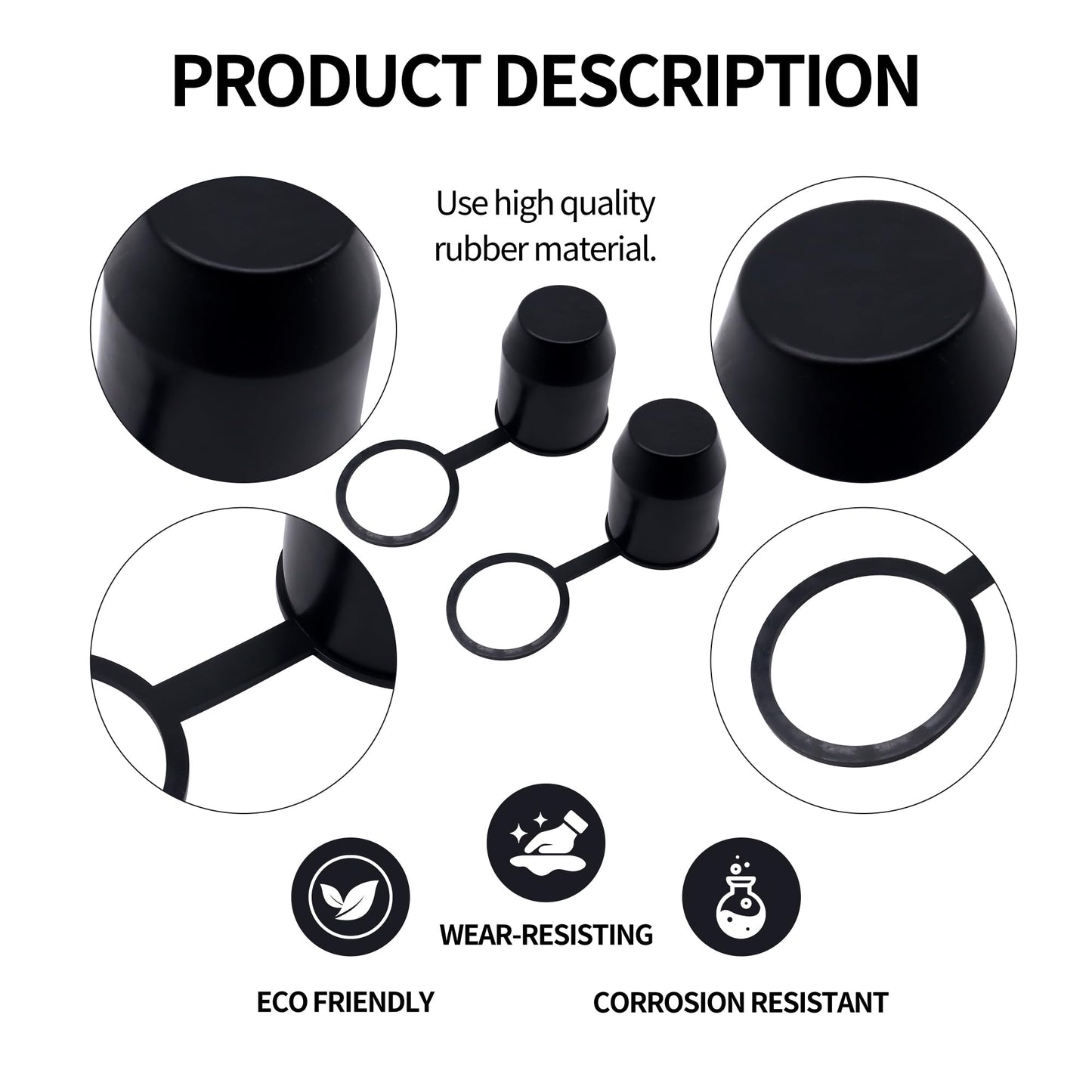 HiSport 2-Pack Universal Trailer Hitch Ball Cover with Hook - 2" Towing Ball Protector Cap for RV, Truck, Boat, and Caravan - Weather-Resistant Drawbar Cover with Tether