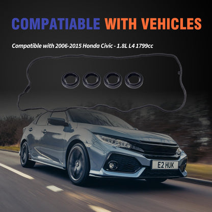 HiSport Engine Valve Cover Gasket Kit - Compatible with Honda Civic 1.8L L4 1799cc 2006-2015 - Replace VS50741R