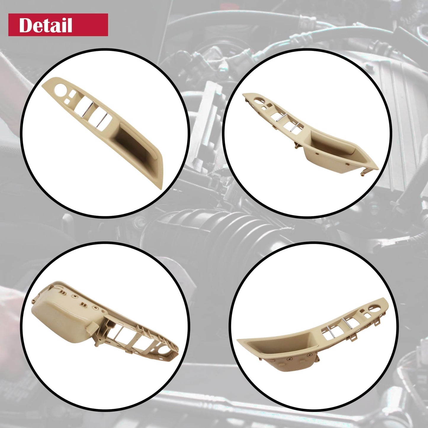 HiSport 51417225875 Front Driver Side Interior Door Pull Handle Window Switch Armrest Panel - Compatible with BMW 5 Series F10 F11 F18 520 523 525 528 530 535 2010 2011 2012 2013 2014 2015 2016