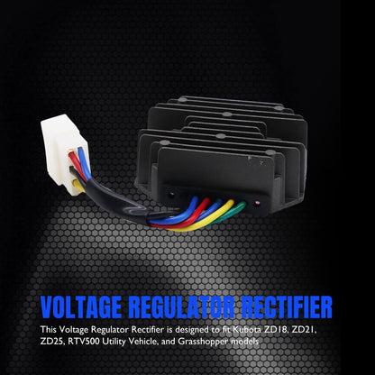 HiSport 15351-64600 Voltage Regulator Rectifier Compatible with Kubota: B1550D, B1550E, B1550HSTD, B1550HSTE;John Deere: 650, 750;Yanmar: 1510, 1601, 1610, 1702, 1720, 1802, 1810, 1820, YM2310, YM2402