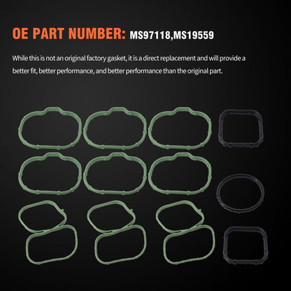 HiSport Intake Manifold Gasket Set MS97118 Compatible with Ford Edge Flex Fusion Taurus Taurus X 2007-2012,Replacement for Lincoln Mazda 6 CX-9 2007-2015,MKS MKT MKX MKZ 2007-2012 3.5L 24V Duratec