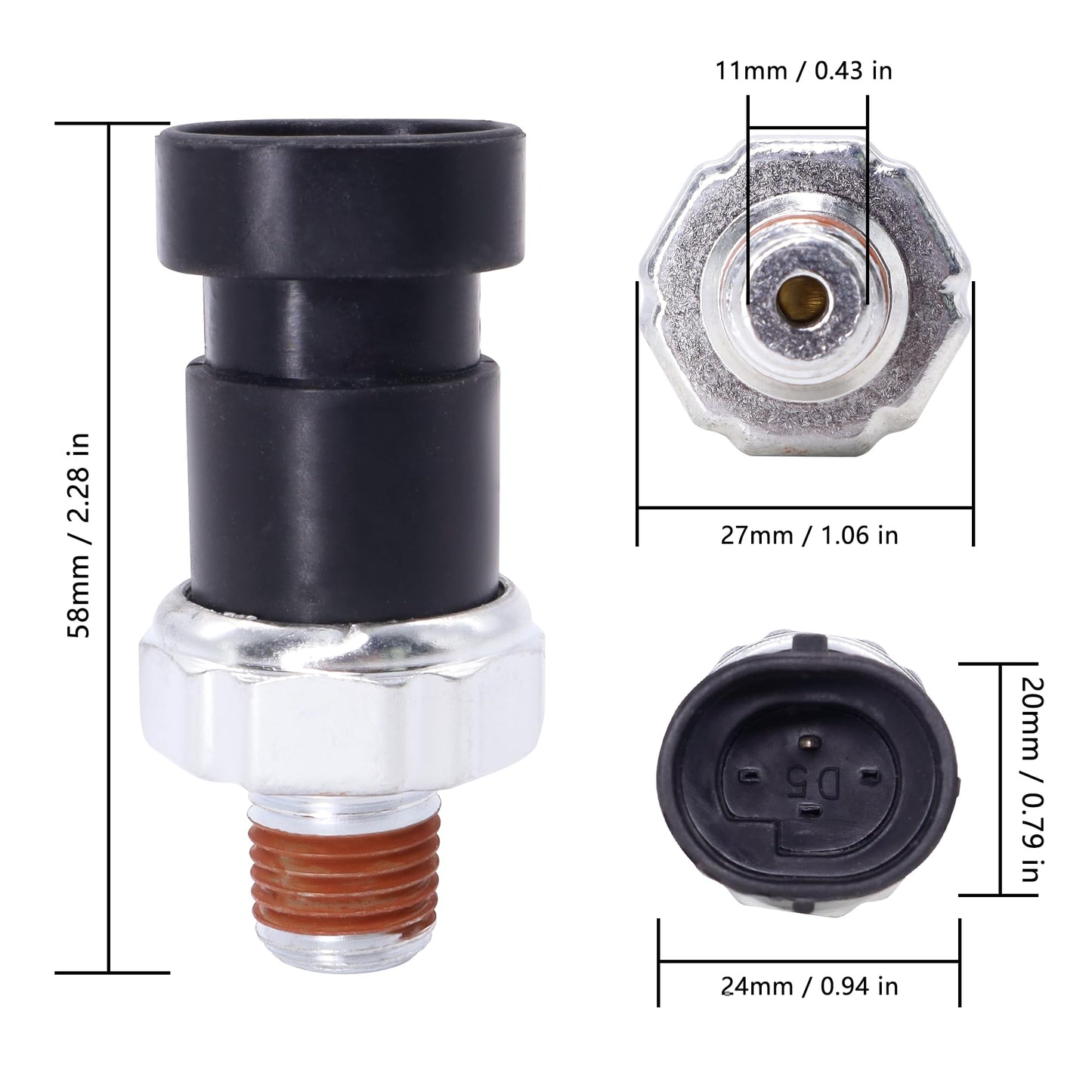 HiSport 1 Pin Oil Pressure Sensor Switch Compatible with Buick Chevy Pontiac Oldsmobile Saturn,Replacment for Jeep Buick DJ5 79-09,OPS802 24575739 25036853 25036934 25036853