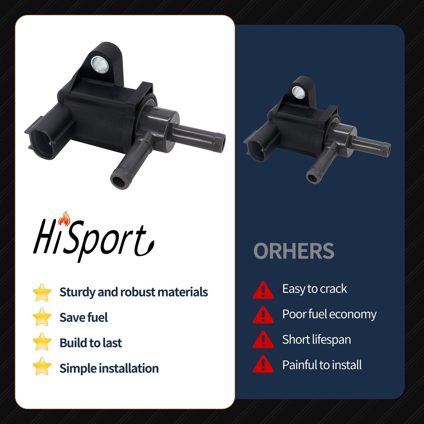 HiSport Vapor Canister Purge Solenoid Valve - Compatible with Toyota 4Runner 2003 2004 2005 2006 2007 2008 2009 2010 FJ Cruiser 2007 2008 2009 Tacoma 2005-2014 Tundra 2005 2006 2007-2010#90910-12262