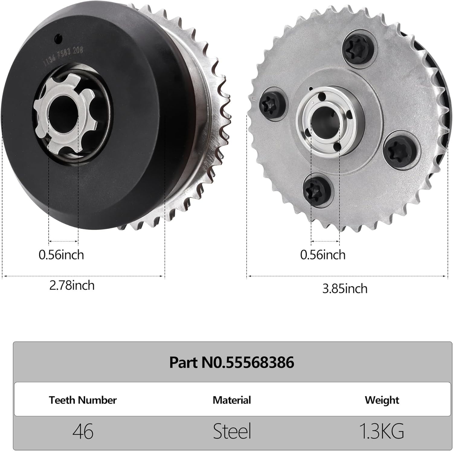 HiSport VVT Intake & Exhaust Camshaft Adjuster Sprocket Gears - Compatible with BMW 128i 135i 325i 328i 330i 335i 435i 525i 525xi 528i 528xi 530i 530xi 535i 640i 740i - Replace 11367583207 11367583208