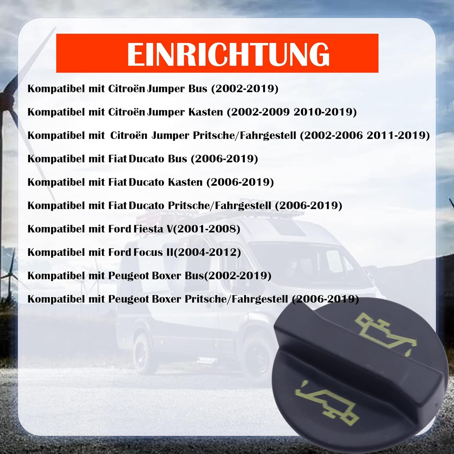 HISports Öleinfülldeckel 1135010,Kompatibel mit Focus Fiesta Fiat Ducato Jumper(2002-2017) Motorölfülldeckel