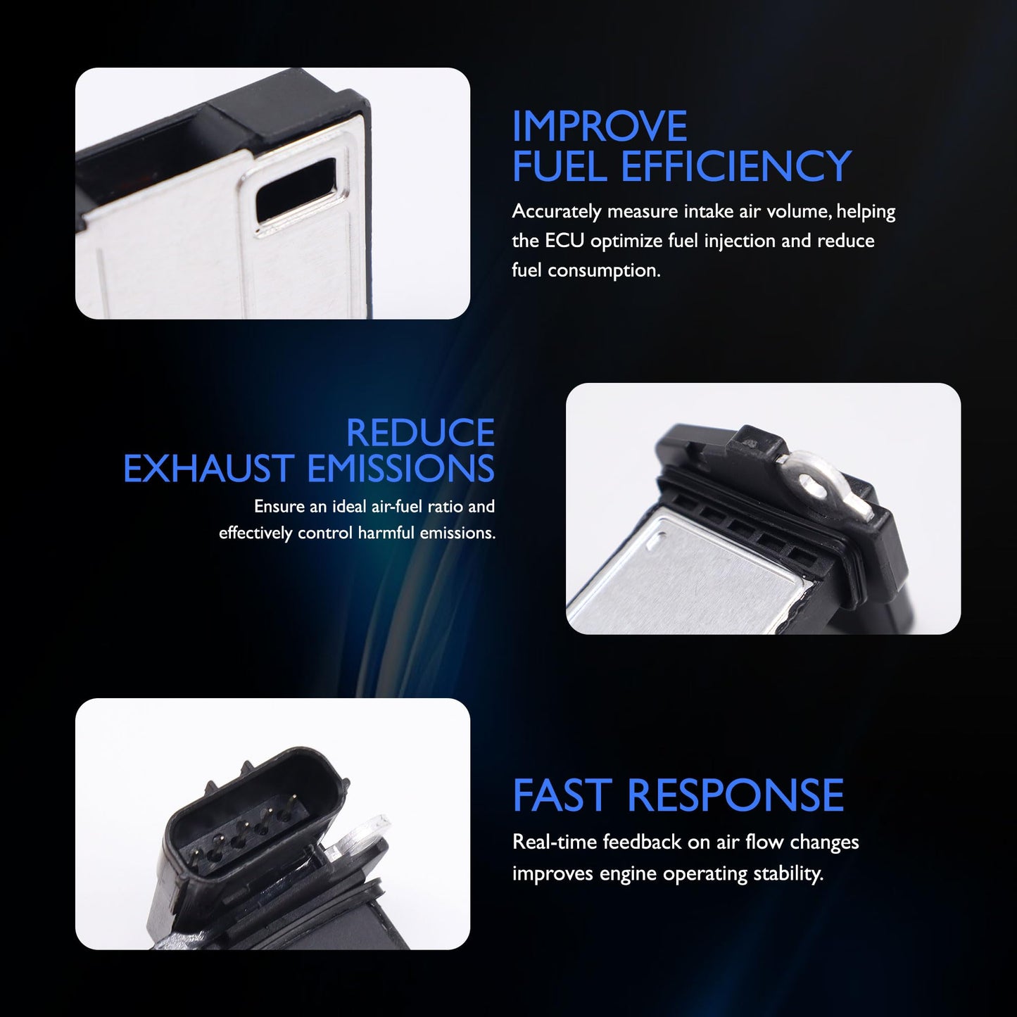 HiSport 37980RNAA01 MAF Mass Air Flow Sensor - Compatible with Acura ILX TLX ZDX Honda Accord Civic Replaces 37980-RAD-L11 AFH70M-41B