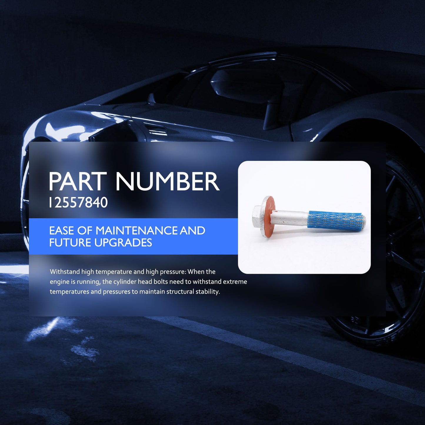 HiSport Engine Cylinder Head Bolt - Compatible with Gen. 3 4 LS Engines Only Except for LS7/LS9. 4.8L 5.3L 6.0L 6.2L LS1 LS2 LS3 LS6 L99 LM7 LR4 LMG LQ4 LQ9 L96 - Replace 12557840