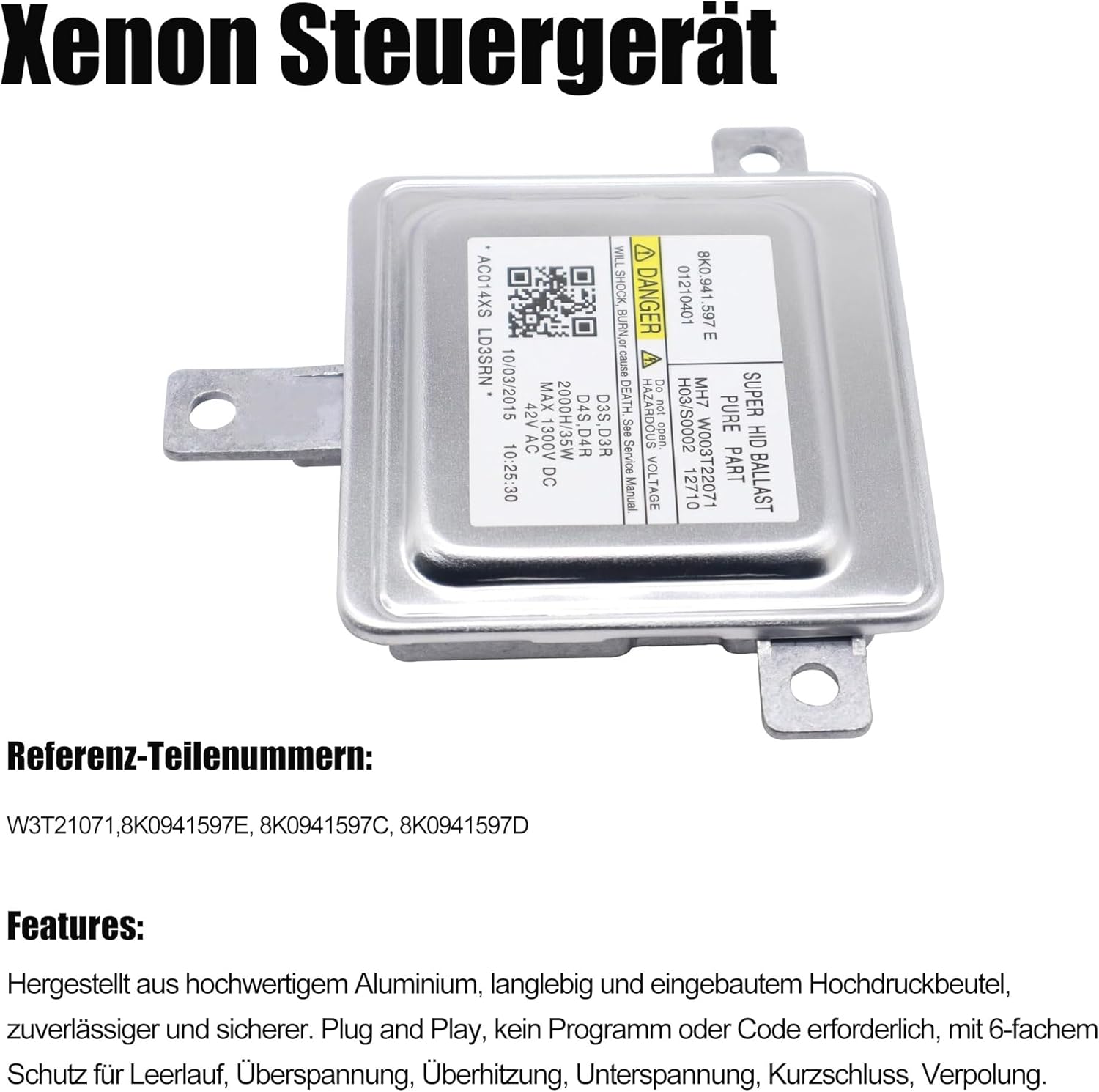 HISports Xenon HID Steuergerät W003T22071 - Scheinwerfer Steuergerät ,Vorschaltgerät Steuergerät für ADC 2011-2014 8K0941597E 8K0.941.597.E