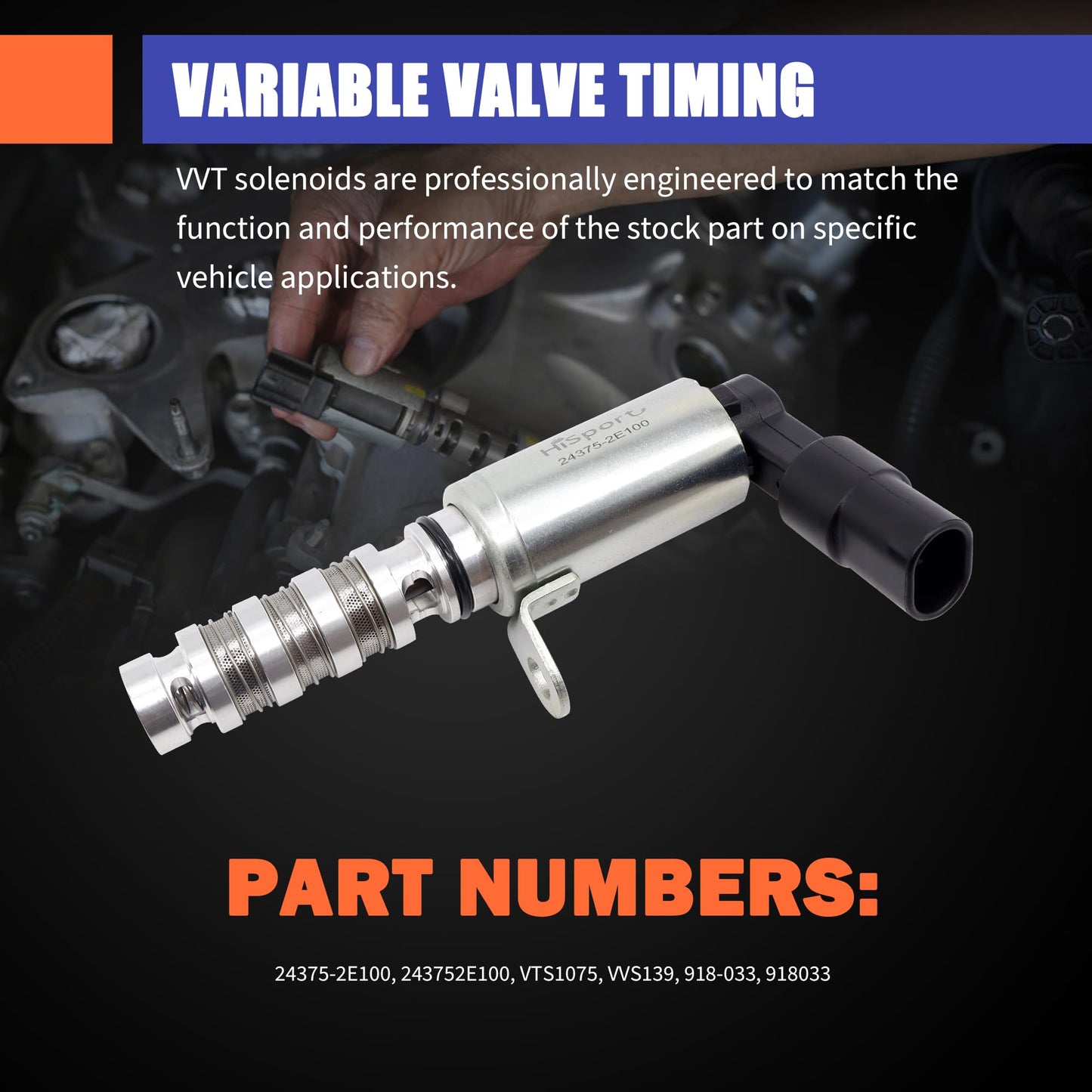 HiSport Engine Variable Valve Timing (VVT) Solenoid 24375-2E100 Compatible with Hyundai Elantra Gt Kona Sonata Tucson Veloster, Replacement for Kia Forte5 Optima Seltos Soul
