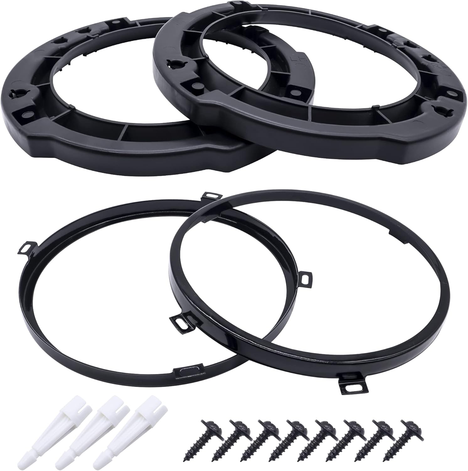 HiSport 7 Inch Round Headlight Mounting Retaining Bracket Ring Set - Compatible with 2007-2017 Jeep Wrangler JK - Easy No-Drill Installation, ABS Plastic, Includes All Hardware