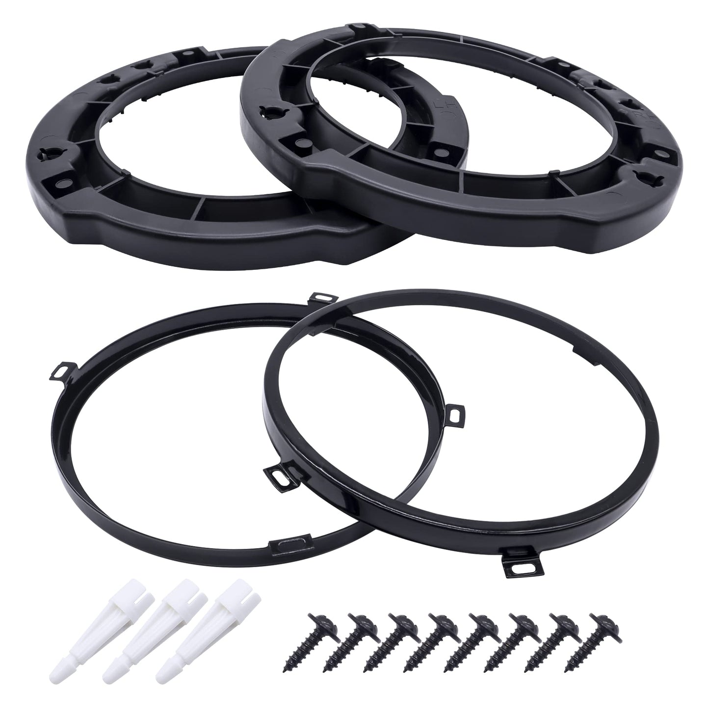 HiSport 7 Inch Round Headlight Mounting Retaining Bracket Ring Set - Compatible with 2007-2017 Jeep Wrangler JK - Easy No-Drill Installation, ABS Plastic, Includes All Hardware